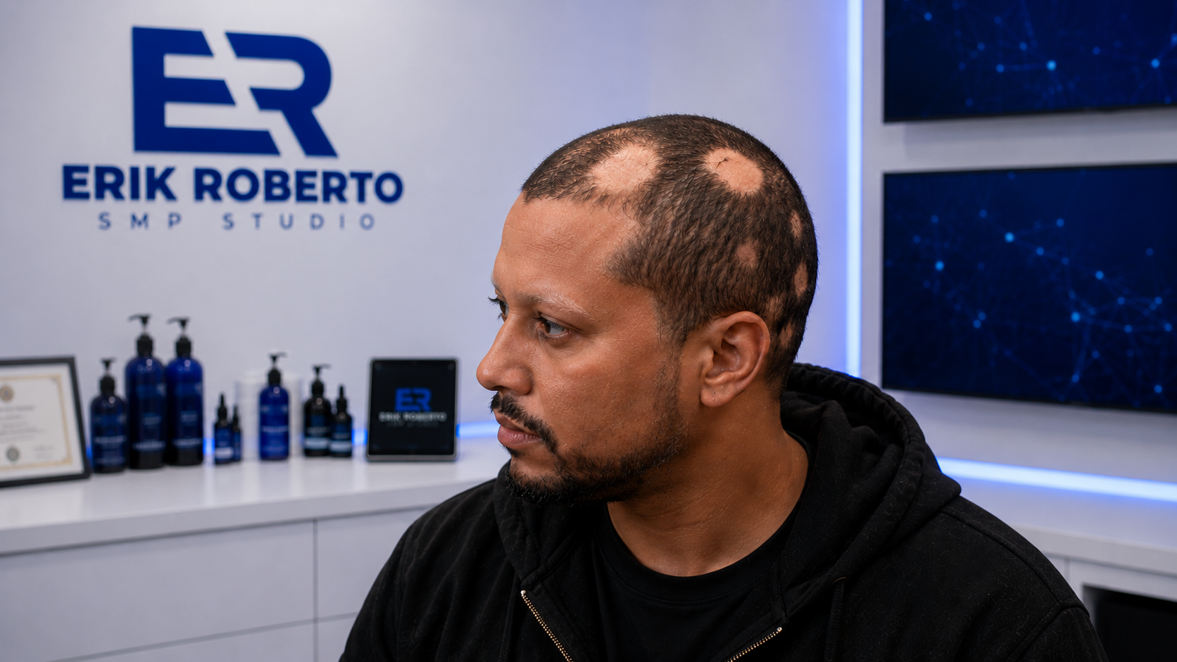 Alopecia and full scalp scalp micropigmentation