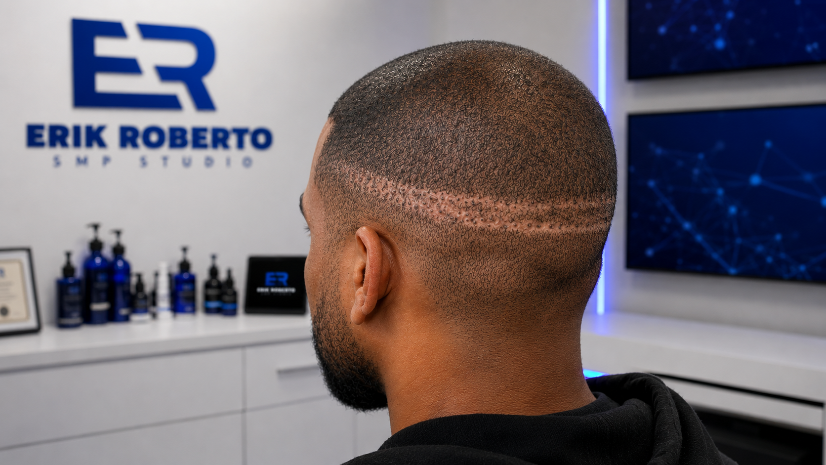 Hair transplant scar camouflage with scalp micropigmentation